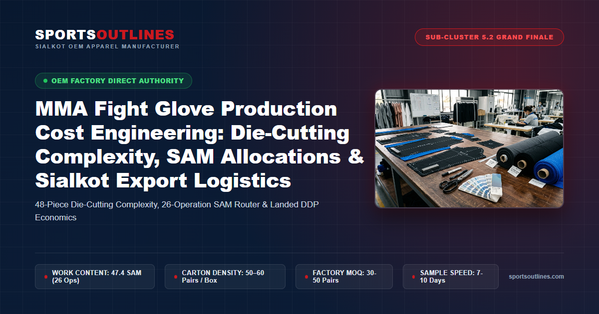 MMA Fight Glove Production Cost Engineering: Die-Cutting Complexity, SAM Allocations & Sialkot Export Logistics - Sports Outlines Sialkot Manufacturer