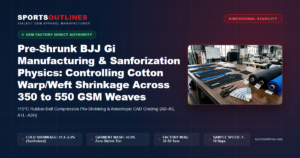 Pre-Shrunk BJJ Gi Manufacturing & Sanforization Physics: Controlling Cotton Warp/Weft Shrinkage Across 350 to 550 GSM Weaves - Sports Outlines Sialkot Manufacturer