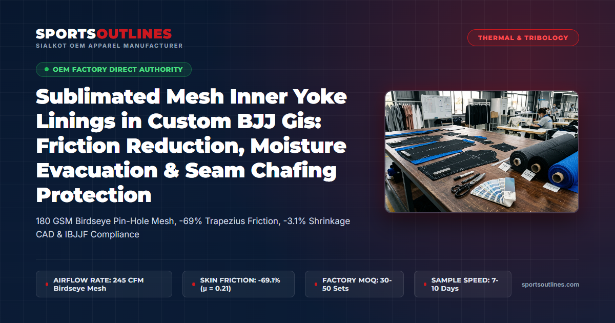Sublimated Mesh Inner Yoke Linings in Custom BJJ Gis: Friction Reduction, Moisture Evacuation & Seam Chafing Protection - Sports Outlines Sialkot Manufacturer