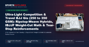 Ultra-Light Competition & Travel BJJ Gis (250 to 350 GSM): Ripstop-Weave Hybrids, IBJJF Weight-Cut Math & Tear-Stop Reinforcements - Sports Outlines Sialkot Manufacturer