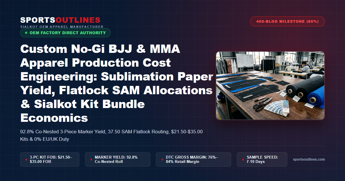 Custom No-Gi BJJ & MMA Apparel Production Cost Engineering: Sublimation Paper Yield, Flatlock SAM Allocations & Sialkot Kit Bundle Economics - Sports Outlines Sialkot Manufacturer