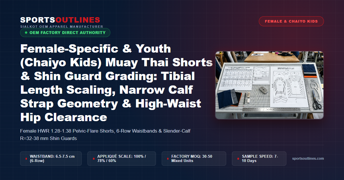 Female-Specific & Youth (Chaiyo Kids) Muay Thai Shorts & Shin Guard Grading: Tibial Length Scaling, Narrow Calf Strap Geometry & High-Waist Hip Clearance - Sports Outlines Sialkot Manufacturer