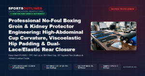Professional No-Foul Boxing Groin & Kidney Protector Engineering: High-Abdominal Cup Curvature, Viscoelastic Hip Padding & Dual-Lace/Elastic Rear Closure - Sports Outlines Sialkot Manufacturer