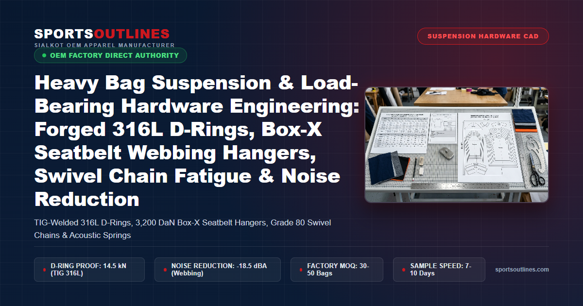 Heavy Bag Suspension & Load-Bearing Hardware Engineering: Forged 316L D-Rings, Box-X Seatbelt Webbing Hangers, Swivel Chain Fatigue & Noise Reduction - Sports Outlines Sialkot Manufacturer