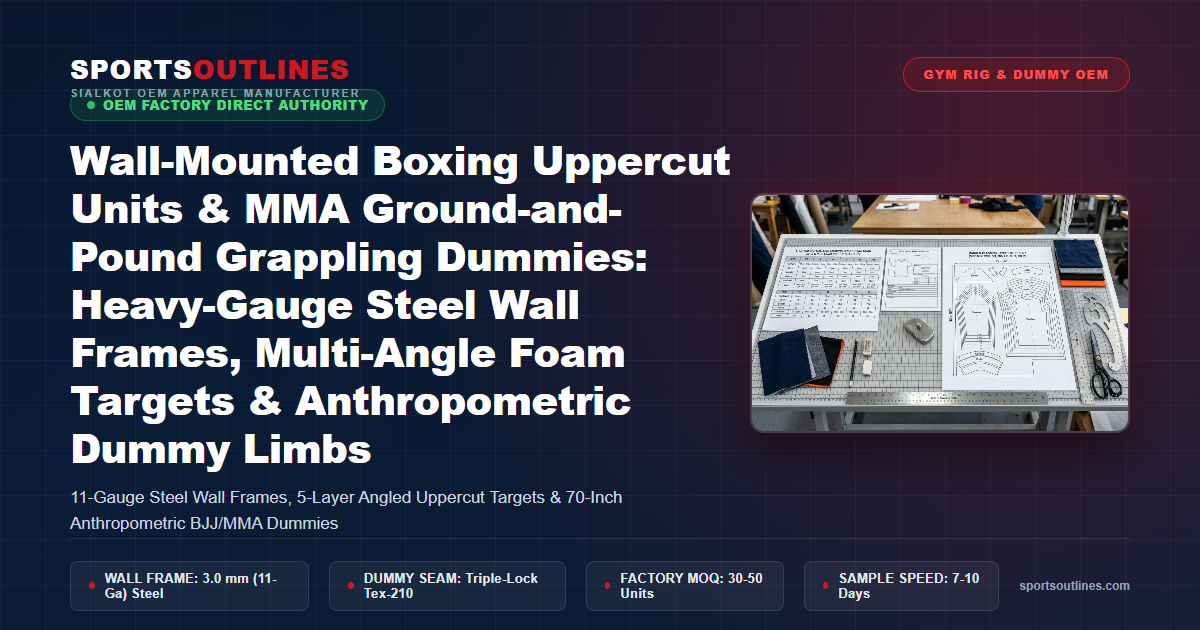 Wall-Mounted Boxing Uppercut Units & MMA Ground-and-Pound Grappling Dummies: Heavy-Gauge Steel Wall Frames, Multi-Angle Foam Targets & Anthropometric Dummy Limbs - Sports Outlines Sialkot Manufacturer