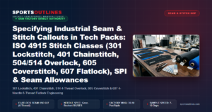 Specifying Industrial Seam & Stitch Callouts in Tech Packs: ISO 4915 Stitch Classes (301 Lockstitch, 401 Chainstitch, 504/514 Overlock, 605 Coverstitch, 607 Flatlock), SPI & Seam Allowances - Sports Outlines Sialkot Manufacturer