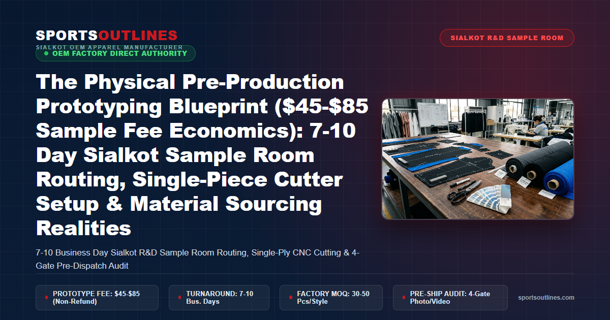 The Physical Pre-Production Prototyping Blueprint ($45-$85 Sample Fee Economics): 7-10 Day Sialkot Sample Room Routing, Single-Piece Cutter Setup & Material Sourcing Realities - Sports Outlines Sialkot Manufacturer