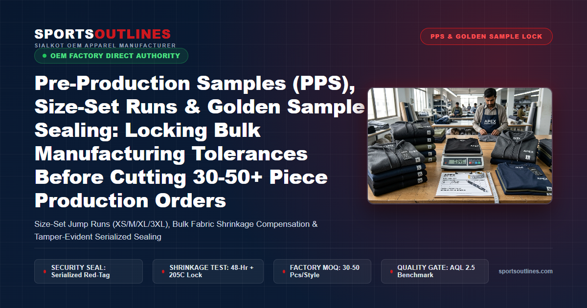 Pre-Production Samples (PPS), Size-Set Runs & Golden Sample Sealing: Locking Bulk Manufacturing Tolerances Before Cutting 30-50+ Piece Production Orders - Sports Outlines Sialkot Manufacturer