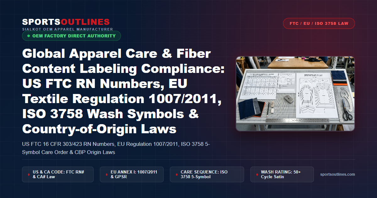 Global Apparel Care & Fiber Content Labeling Compliance: US FTC RN Numbers, EU Textile Regulation 1007/2011, ISO 3758 Wash Symbols & Country-of-Origin Laws - Sports Outlines Sialkot Manufacturer
