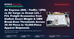 Air Express (DHL / FedEx / UPS) vs Air Cargo vs Ocean LCL / FCL Freight Economics from Sialkot: Exact Weight & CBM Break-Even Thresholds Across 30–50 Piece to 10,000-Piece Apparel Shipments - Sports Outlines Sialkot Manufacturer