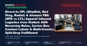 Direct-to-3PL (ShipBob, Red Stag, Radial) & Amazon FBA (SPD vs LTL) Apparel Inbound Logistics from Sialkot: ASN Receiving Rules, Carton Box-Content Labels & Multi-Country Split-Drop Fulfillment - Sports Outlines Sialkot Manufacturer