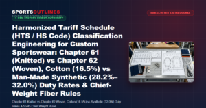 Harmonized Tariff Schedule (HTS / HS Code) Classification Engineering for Custom Sportswear: Chapter 61 (Knitted) vs Chapter 62 (Woven), Cotton (16.5%) vs Man-Made Synthetic (28.2%–32.0%) Duty Rates & Chief-Weight Fiber Rules - Sports Outlines Sialkot Manufacturer