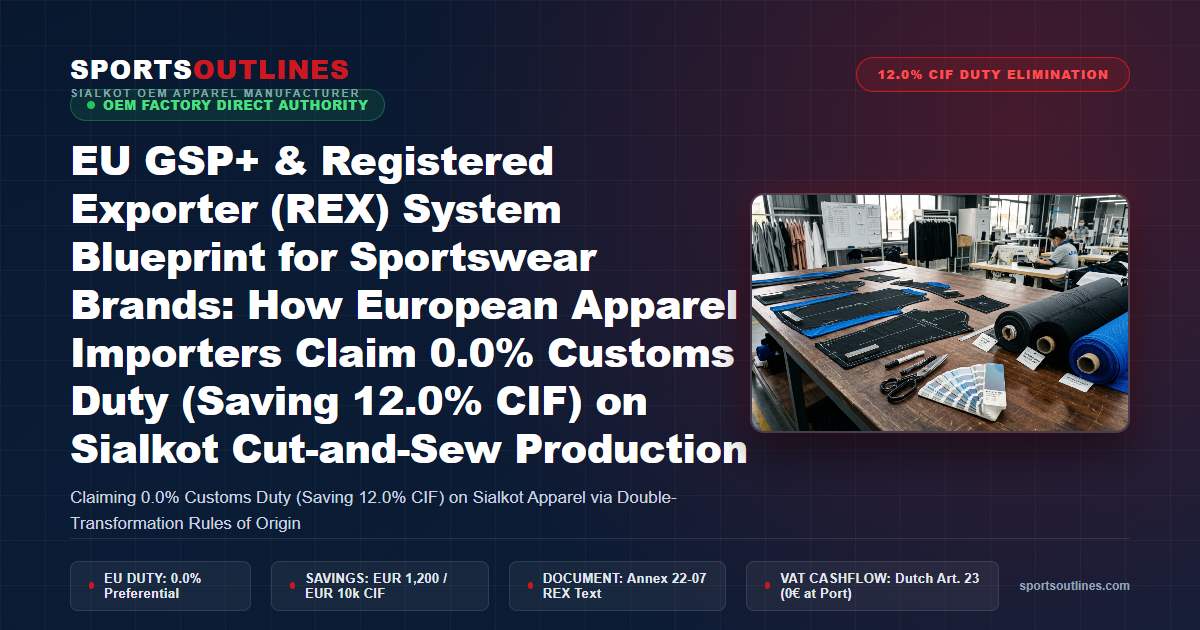 EU GSP+ & Registered Exporter (REX) System Blueprint for Sportswear Brands: How European Apparel Importers Claim 0.0% Customs Duty (Saving 12.0% CIF) on Sialkot Cut-and-Sew Production - Sports Outlines Sialkot Manufacturer