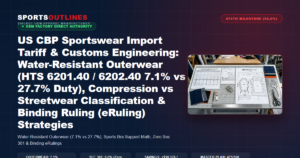 US CBP Sportswear Import Tariff & Customs Engineering: Water-Resistant Outerwear (HTS 6201.40 / 6202.40 7.1% vs 27.7% Duty), Compression vs Streetwear Classification & Binding Ruling (eRuling) Strategies - Sports Outlines Sialkot Manufacturer