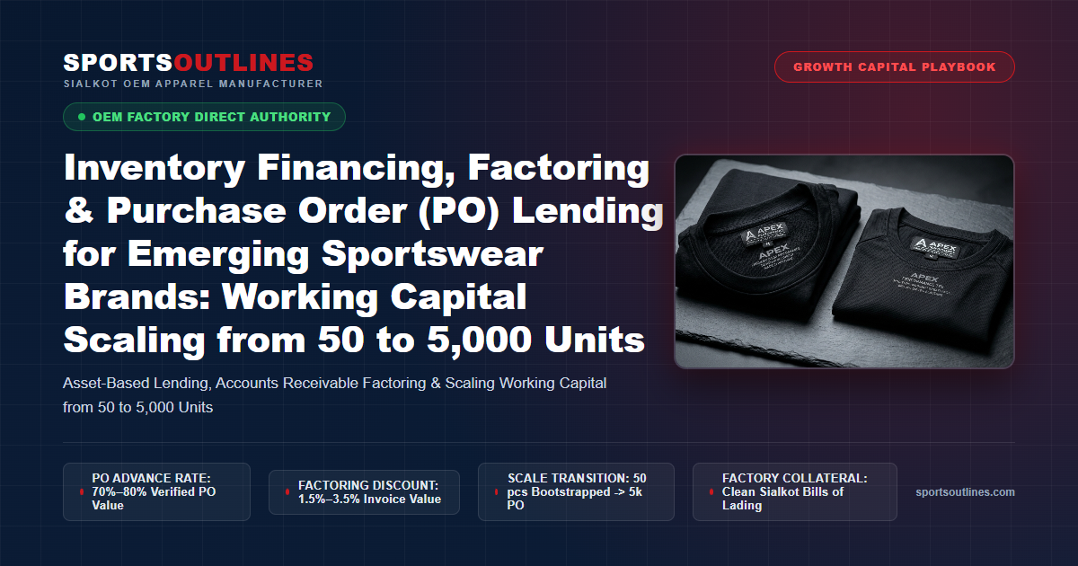 Inventory Financing, Factoring & Purchase Order (PO) Lending for Emerging Sportswear Brands: Working Capital Scaling from 50 to 5,000 Units - Sports Outlines Sialkot Manufacturer