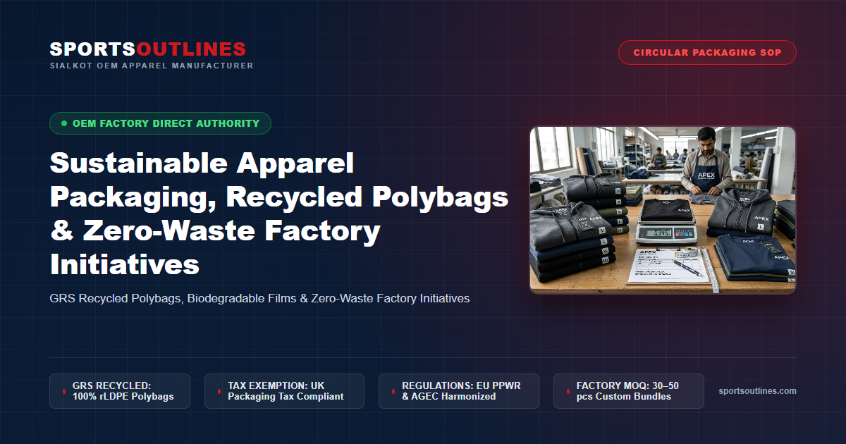 Sustainable Apparel Packaging, Recycled Polybags & Zero-Waste Factory Initiatives - Sports Outlines Sialkot Manufacturer