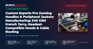 Custom Esports Pro Gaming Hoodies & Peripheral Jackets Manufacturing: 340 GSM French Terry, Headset-Compatible Hoods & Cable Routing - Sports Outlines Sialkot Manufacturer