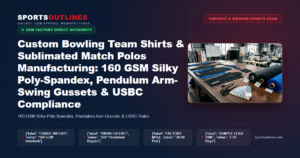 Custom Bowling Team Shirts & Sublimated Match Polos Manufacturing: 160 GSM Silky Poly-Spandex, Pendulum Arm-Swing Gussets & USBC Compliance - Sports Outlines Sialkot Manufacturer