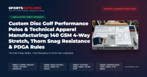 Custom Disc Golf Performance Polos & Technical Apparel Manufacturing: 140 GSM 4-Way Stretch, Thorn Snag Resistance & PDGA Rules - Sports Outlines Sialkot Manufacturer