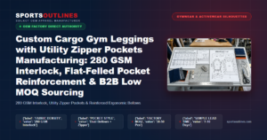 Custom Cargo Gym Leggings with Utility Zipper Pockets Manufacturing: 280 GSM Interlock, Flat-Felled Pocket Reinforcement & B2B Low MOQ Sourcing - Sports Outlines Sialkot Manufacturer