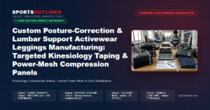 Custom Posture-Correction & Lumbar Support Activewear Leggings Manufacturing: Targeted Kinesiology Taping & Power-Mesh Compression Panels - Sports Outlines Sialkot Manufacturer