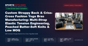 Custom Strappy Back & Criss-Cross Fashion Yoga Bras Manufacturing: Multi-Strap Elastic Tension Engineering, Peached Butter-Soft Knits & Low MOQ - Sports Outlines Sialkot Manufacturer
