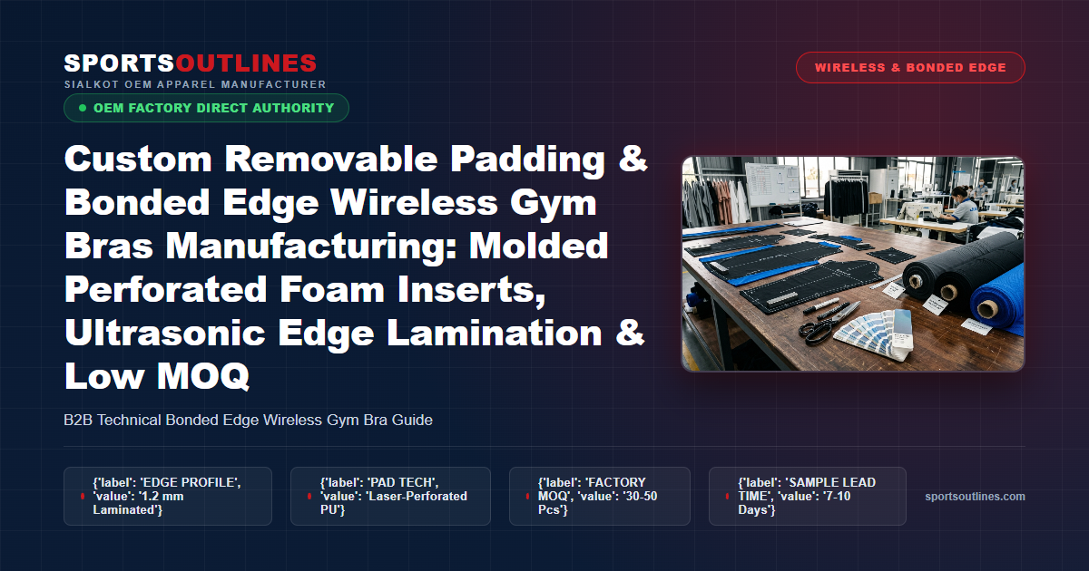 Custom Removable Padding and Bonded Edge Wireless Gym Bras Manufacturing Blueprint