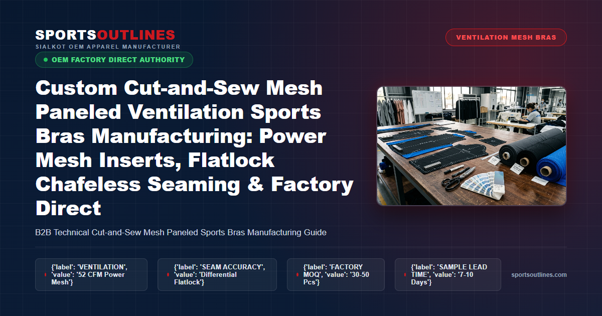 Custom Cut-and-Sew Mesh Paneled Ventilation Sports Bras Manufacturing Blueprint