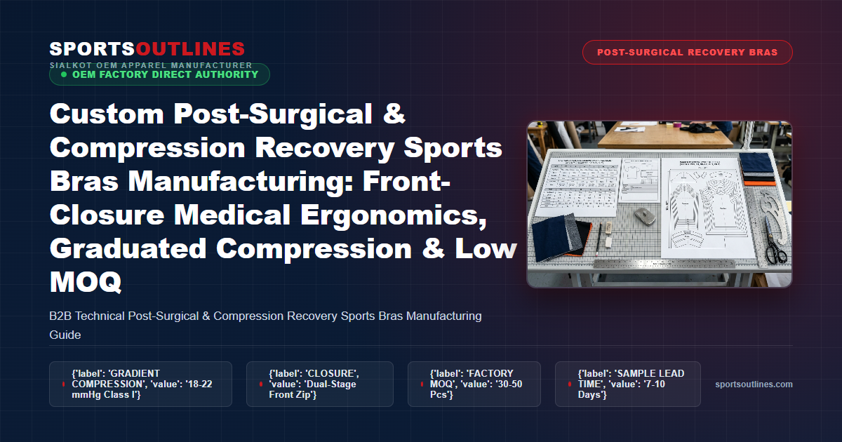 Custom Post-Surgical & Compression Recovery Sports Bras Manufacturing: Front-Closure Medical Ergonomics, Graduated Compression & Low MOQ - Sports Outlines Sialkot Manufacturer