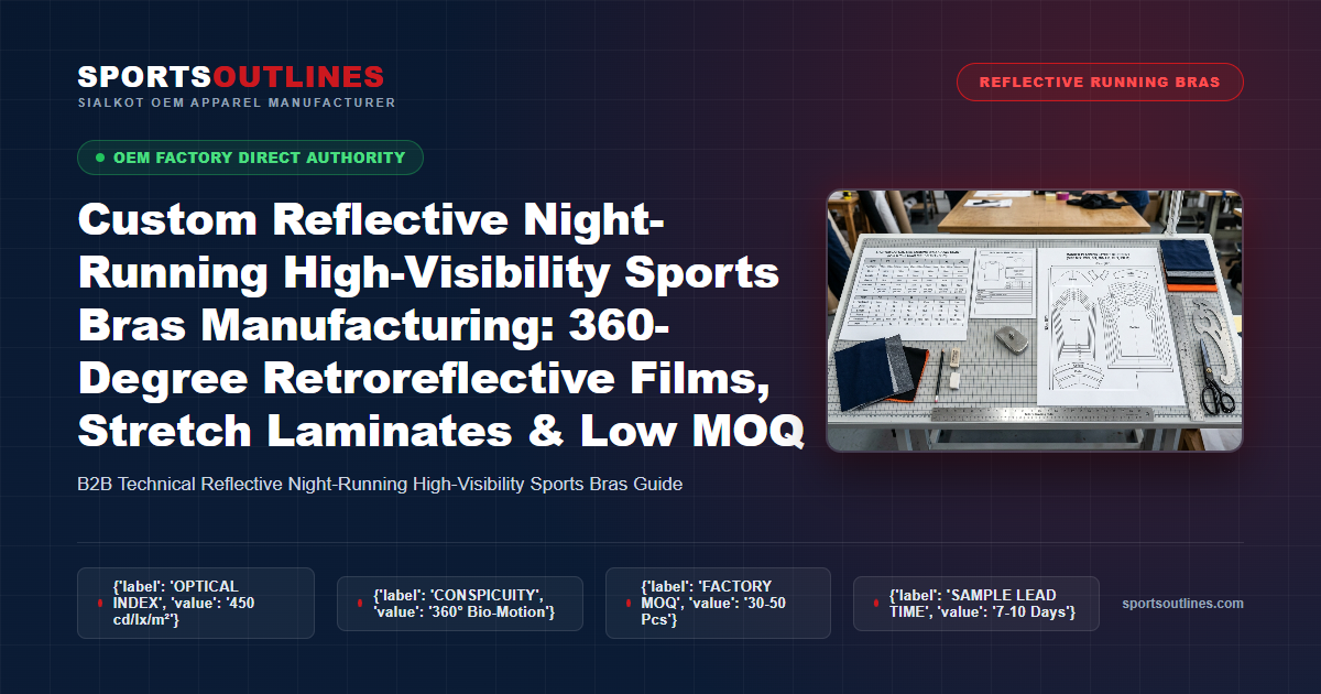 Custom Reflective Night-Running High-Visibility Sports Bras Manufacturing: 360-Degree Retroreflective Films, Stretch Laminates & Low MOQ - Sports Outlines Sialkot Manufacturer