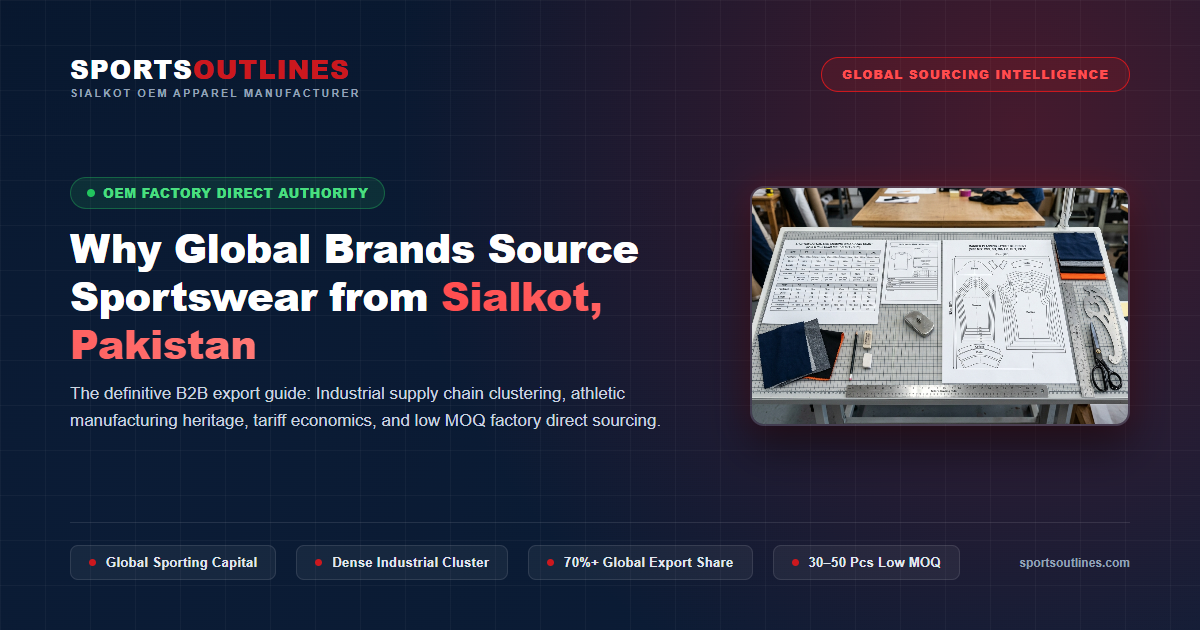 Read more about the article Why Global Brands Source Sportswear from Sialkot, Pakistan: History, Industrial Clusters & Export Supply Chain