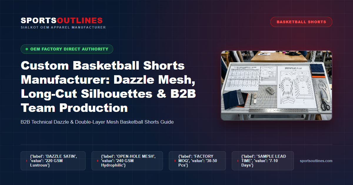 Read more about the article Custom Basketball Shorts Manufacturer: Dazzle Mesh, Long-Cut Silhouettes & B2B Team Production