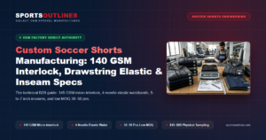Custom Soccer Shorts Manufacturing: 140 GSM Interlock, Drawstring Elastic & Inseam Specs - Sports Outlines Sialkot Manufacturer