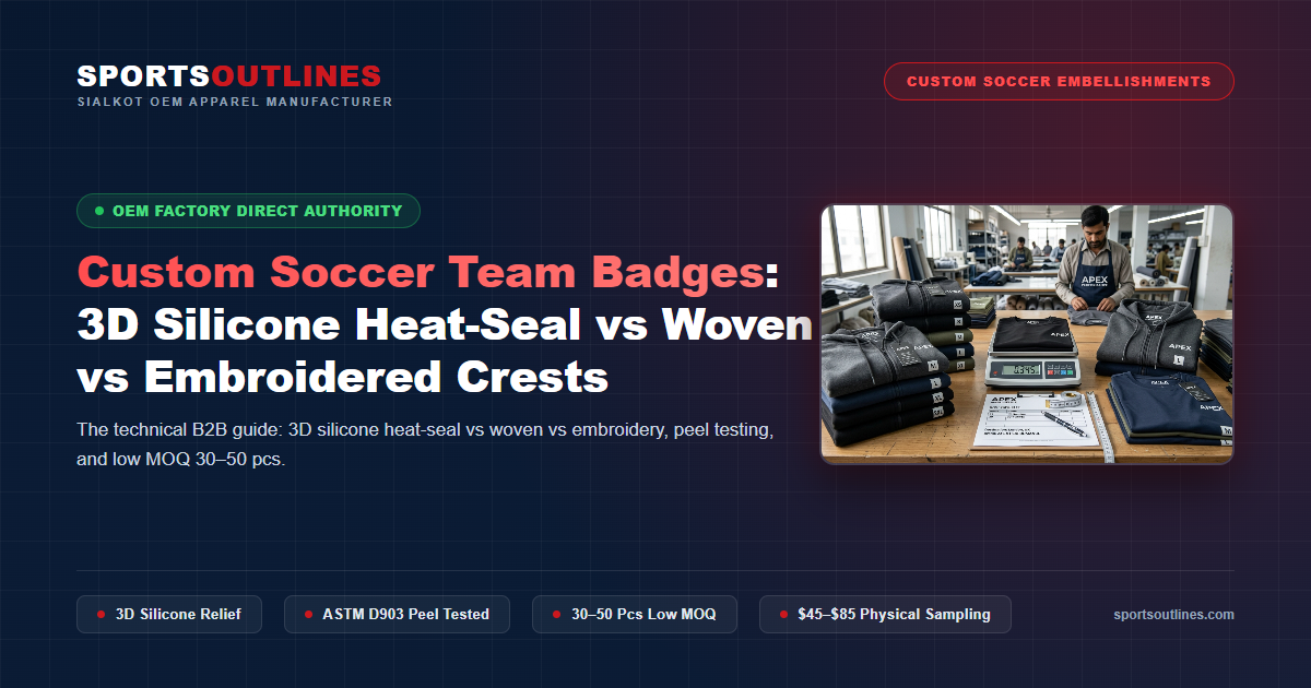 Custom Silicone Soccer Crests Sialkot Manufacturer Custom Soccer Team Badges 3D Silicone vs Woven Sourcing Guide