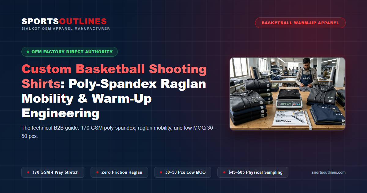 Custom Basketball Shooting Shirts: Poly-Spandex Raglan Mobility & Warm-Up Engineering - Sports Outlines Sialkot Manufacturer