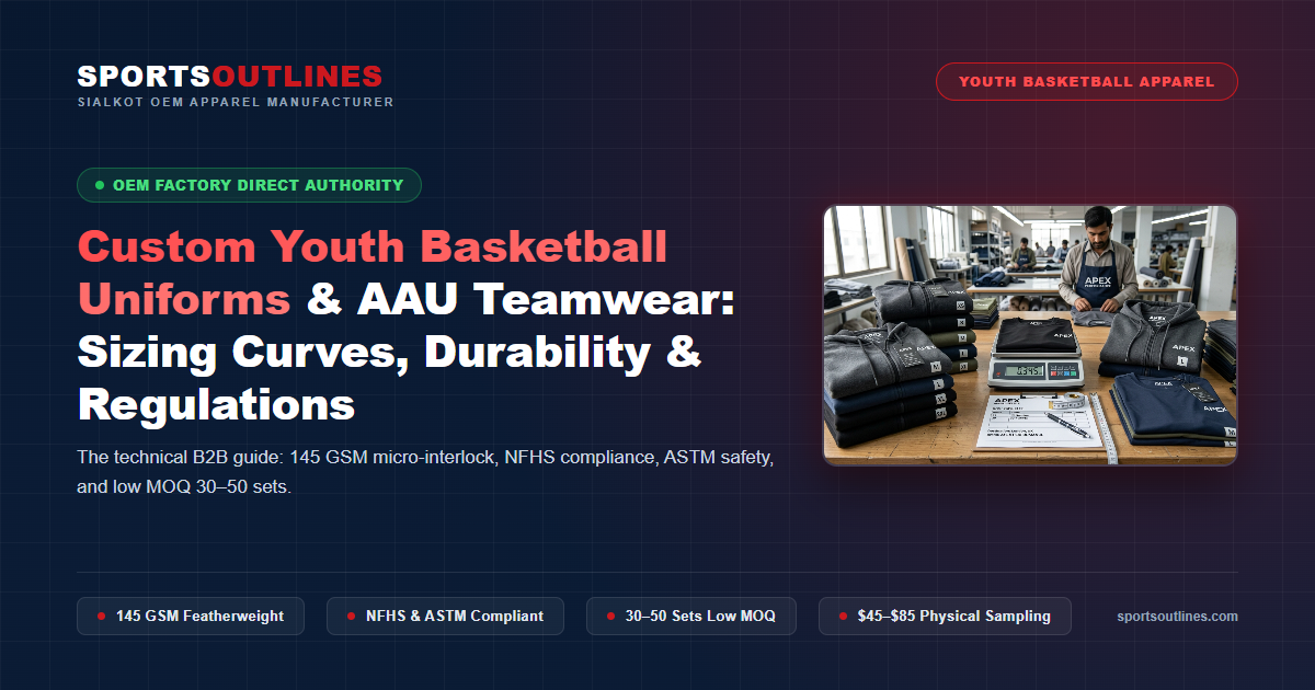 Read more about the article Custom Youth Basketball Uniforms & AAU Teamwear: Sizing Curves, Durability & Regulations