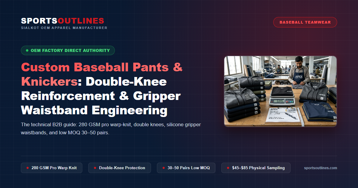Custom Baseball Pants & Knickers: Double-Knee Reinforcement & Gripper Waistband Engineering - Sports Outlines Sialkot Manufacturer