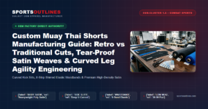 Custom Muay Thai Shorts Manufacturing Guide: Retro vs Traditional Cuts, Tear-Proof Satin Weaves & Curved Leg Agility Engineering - Sports Outlines Sialkot Manufacturer