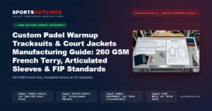 Custom Padel Warmup Tracksuits & Court Jackets Manufacturing Guide: 260 GSM French Terry, Articulated Sleeves & FIP Standards - Sports Outlines Sialkot Manufacturer